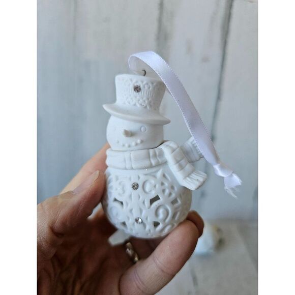 Snowman sparkle glitter Cardinal bird ornament snowball Xmas tree - Picture 12 of 16